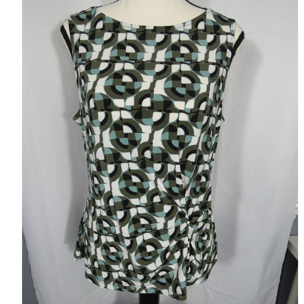 Tahari Women's Medium Sleeveless Career Wear Blouse Twisted Front Fitted